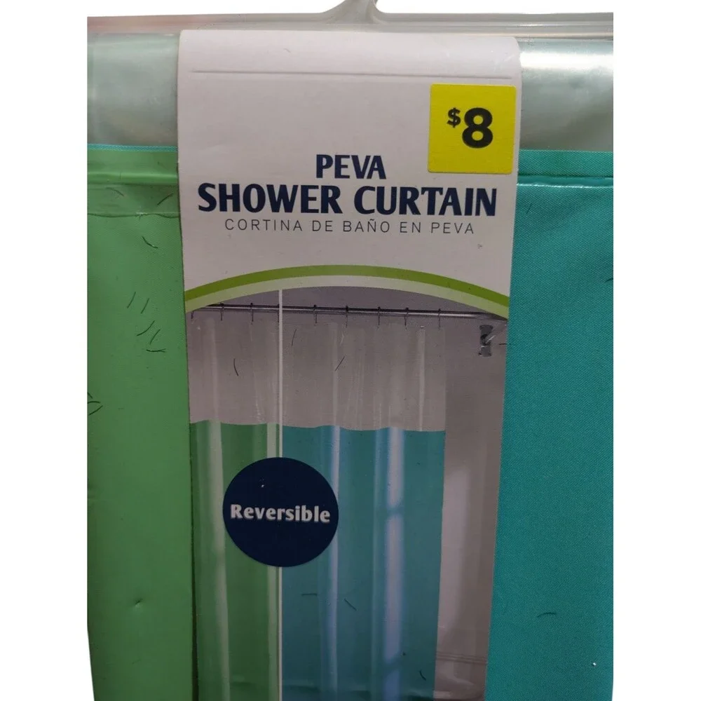 Reversible PEVA Shower Curtain 70 x 72 Clear Top Waterproof Bathroom Curtain